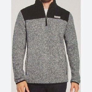 Eddie Bauer Gray Quarter Zip Fleece Pullover with Black Trim front Pockets XL